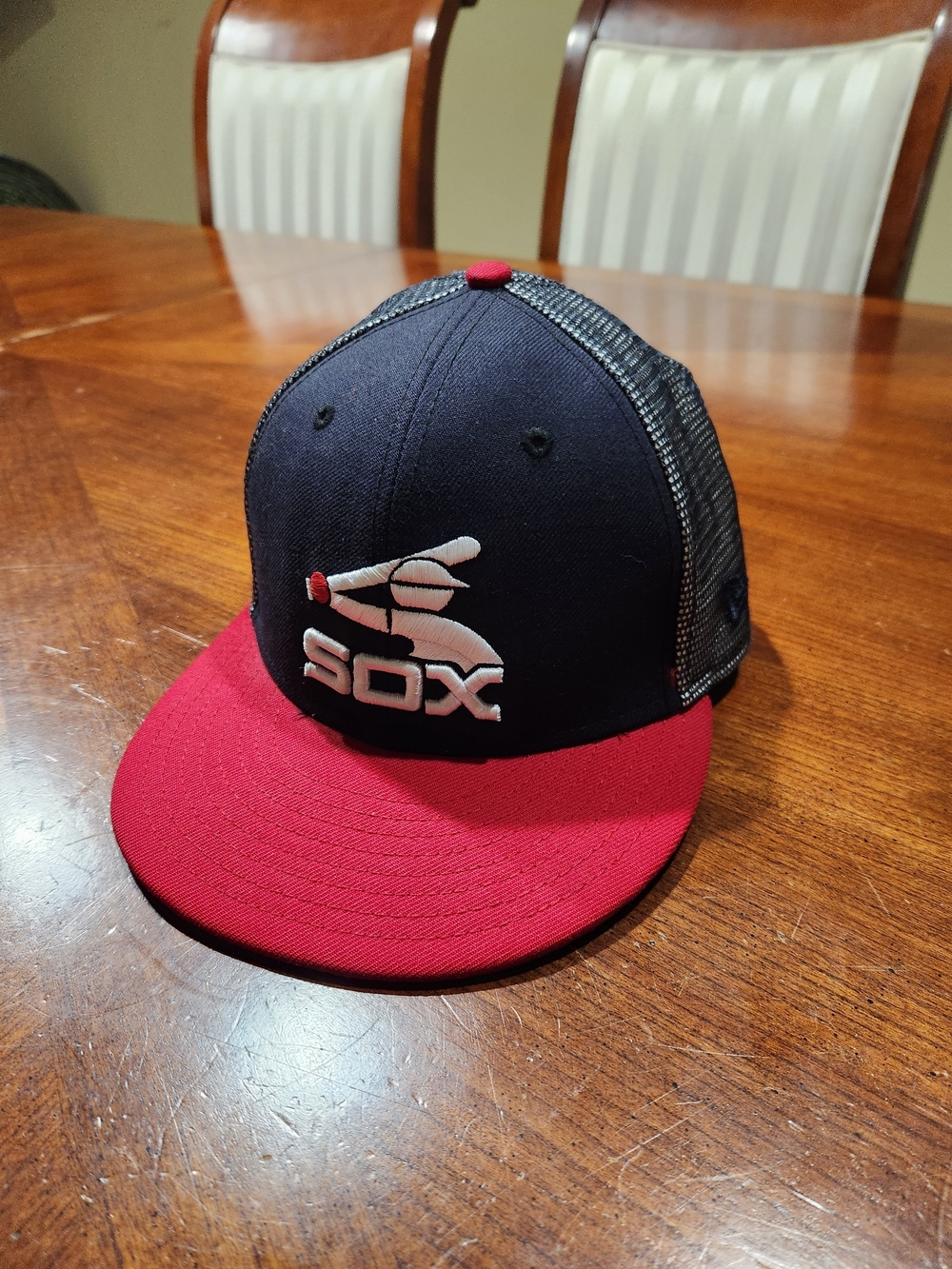 New Era Navy and Red SOX Trucker Cap